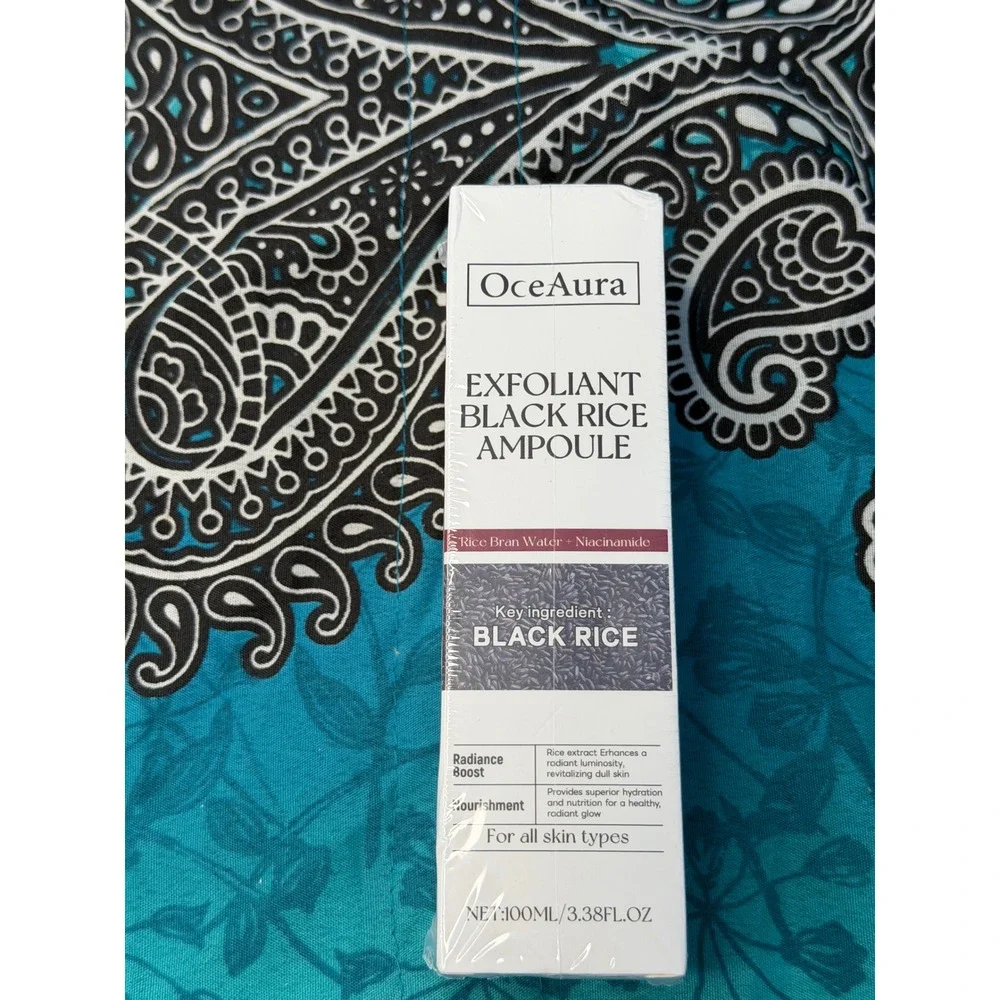OceaAura Exfoliant Black Rice Ampoule 100ml Niacinamide Rice Bran Water Serum